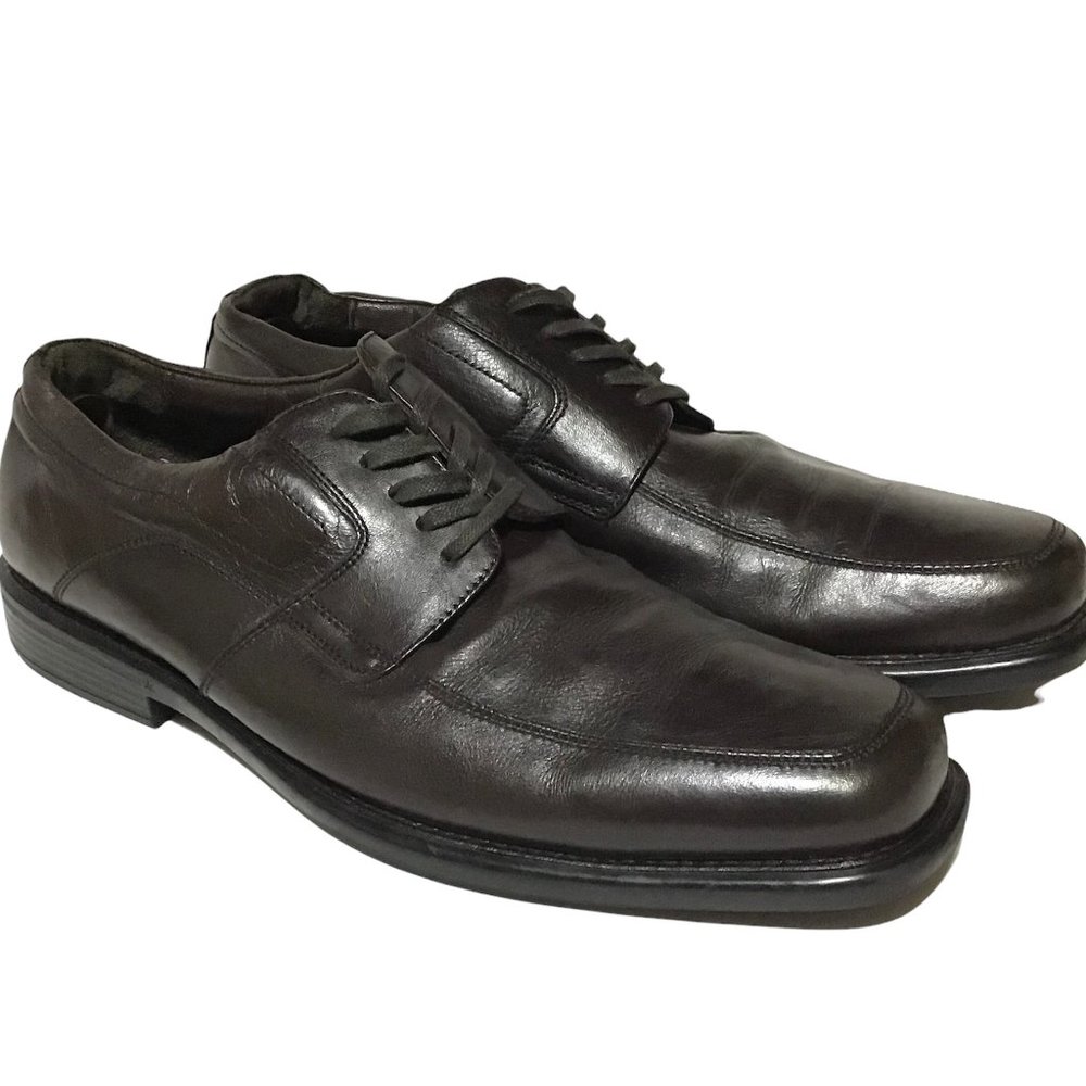 Johnston & Murphy Mens Sz 9.5M Brown Moc Toe Brown Sheepskin Leather Oxfords